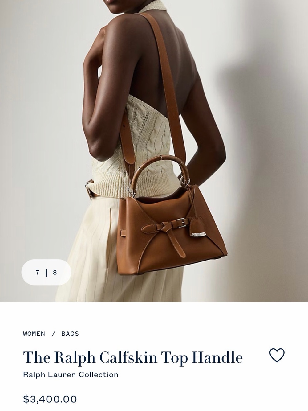 Ralph Lauren Tan Calfskin Top Handle Satchel - Picture 3 of 17
